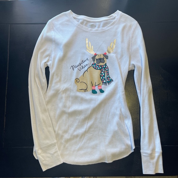 Old Navy White and Gold Long Sleeve Tee - Picture 1 of 3